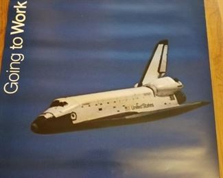 #61 (2) Going to Work in Space Poster (shuttle in flight) $10 each