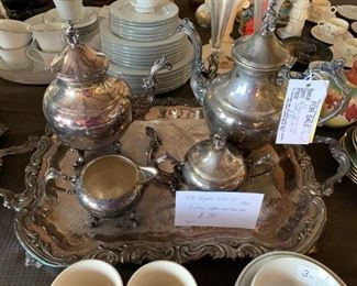 #55 FB Rogers Silver Co. 1960 5 pc. coffee and tea set $75.00