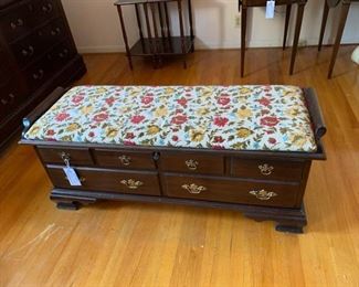 #33 LANE cedar chest with cushion top $125.00
