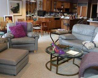 Classic Leather Sofa & Club Chairs