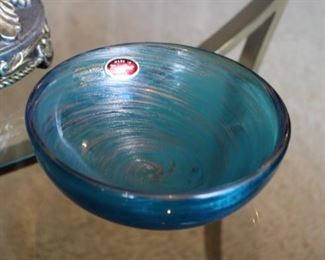 VINTAGE GAMBARO & POGGI MURANO ITALY BLUE BOWL