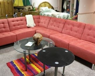 Large Red Modular Sectional Sofa  