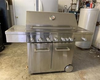 Kitcehn Aid Grill Stainless steel 8 burner with 698 sq feet of cooking space and infrared sear burner.