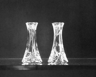 Pair of Crystal Candleholders.