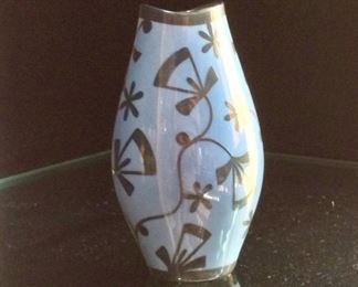 Thomas Vase, Germany, Blue Porcelain with Silver Overlay.