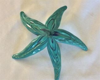 Glass Art Starfish, 7" W. 