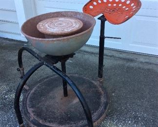 Pottery Kick Wheel with Tractor Seat.