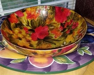 Colorful bowl and serving platter