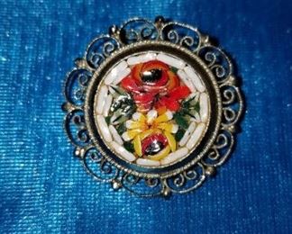 Italian Flower Mosaic Pin