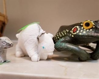 Cast iron Lamb, Stone Buffalo, Fun Frog