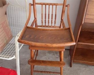Antique oak child's high chair