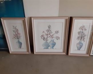 3 floral framed prints