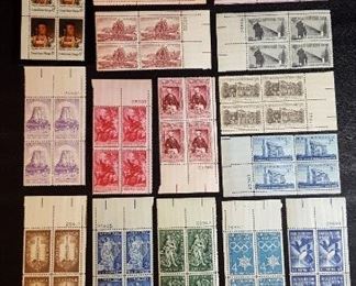 US Postage Stamps not cancelled blocks of 4 stamps