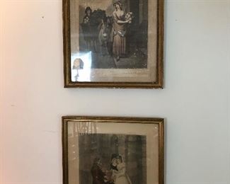 Two of six framed London street scenes