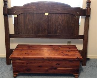 Full headboard with frame and cedar chest