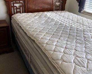 Queen mattress and box spring.  Asian influence Queen headboard