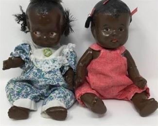 Two Vintage Black Composition Baby Dolls https://ctbids.com/#!/description/share/325572