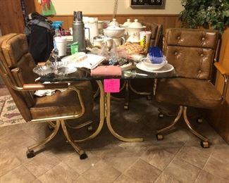 retro glass top kitchen table and chairs