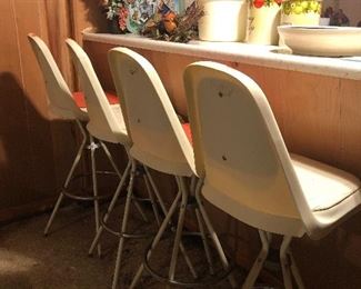retro orange and white bar stools