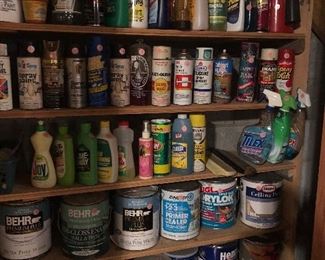 household cleaning supplies, paint
