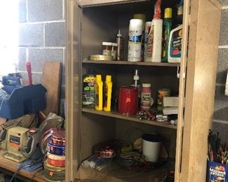 garage cabinet and cleaning supplies