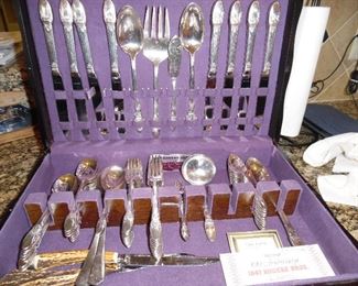 Silver plate Flatware set, 8 place settings by Rogers