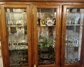 China and curio cabinets FULL! - stemware set is sold