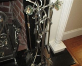 Ornate Blown Glass Fireplace Tools