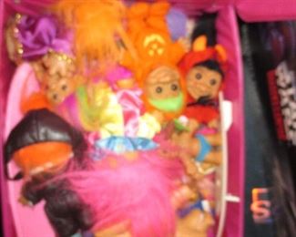 Vintage Troll Dolls and Case 