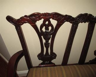 Chippendale Style Carved Mahogany Bench Two Seater