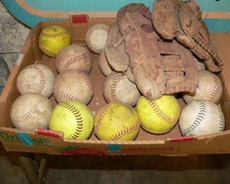 softballs and mits