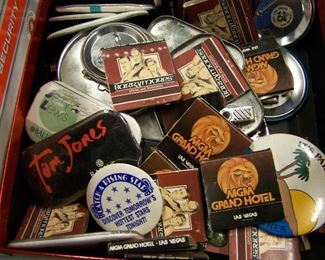 matchbooks and buttons