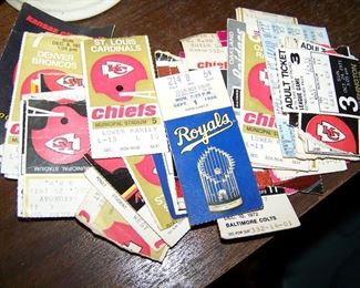 chiefs and Royals game ticket stubs