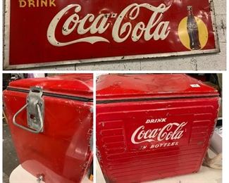 Coca Cola cooler and sign