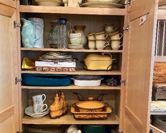 Kitchen Cabinet Full of Dishes & Serving Pieces
