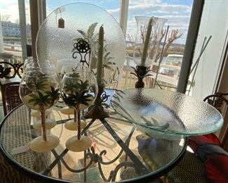 Palm Tree Wine Glasses, Plate & Bowl