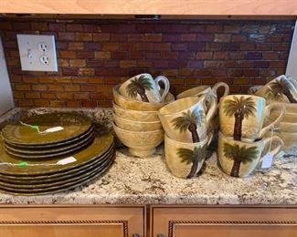Palm Tree Dishes, Green Plates