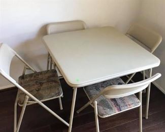 Cosco Folding Card Table & Chairs Set
**2 Sets available!
Table measures: 33” x 33” x 28” tall 
Chairs measure: 18” deep x 18” x wide x 17” tall to seat, 30” tall to back.