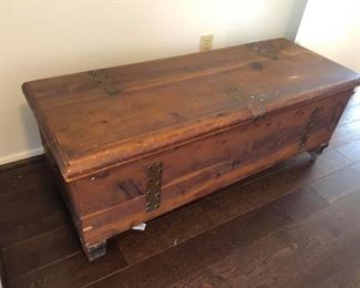 Antique Mountain Maid Red Cedar Chest
Good, sturdy condition. 
Needs to be cleaned up a bit. 
Hinges work great.
Wood caster wheels.
4’ long x 18” deep x 18” tall.