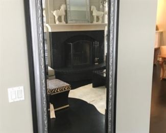 Large Silver & Black Framed Mirror
