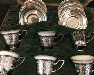 Antique Sterling Silver Dimitasse / Espresso Cup & Saucer Set
