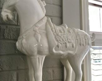 White Ceramic Imperial Horses (pair)

