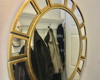 Round Center Mirror Gold Mirrored Framed 
