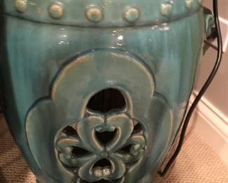 Turquoise Ceramic Garden Bench
