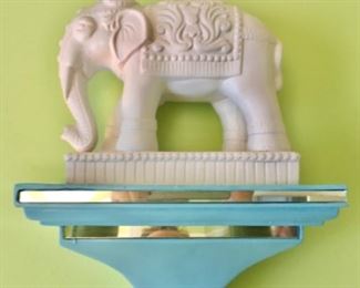 Teal Blue Wall Sconces with Mirror Trim (pair)            White Ceramic Elephants (pair)
