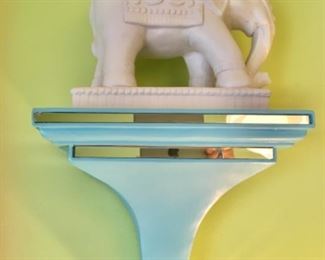 Teal Blue Wall Sconces with Mirror Trim (pair)            White Ceramic Elephants (pair)
