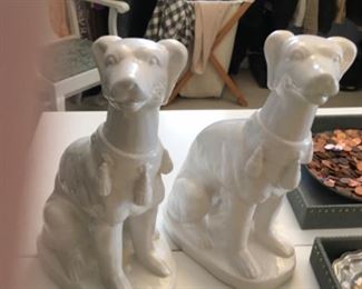 White Ceramic Imperial Dogs (pair)
