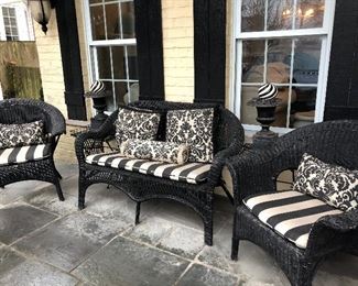 Black Wicker Settee with Cushion
Black Wicker Chairs with Cushion
