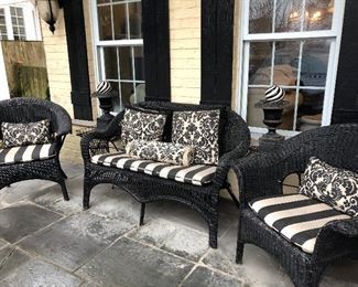 Black Wicker Settee with Cushion
Black Wicker Chairs with Cushion