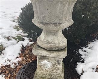 Concrete Urn on Pedestal
